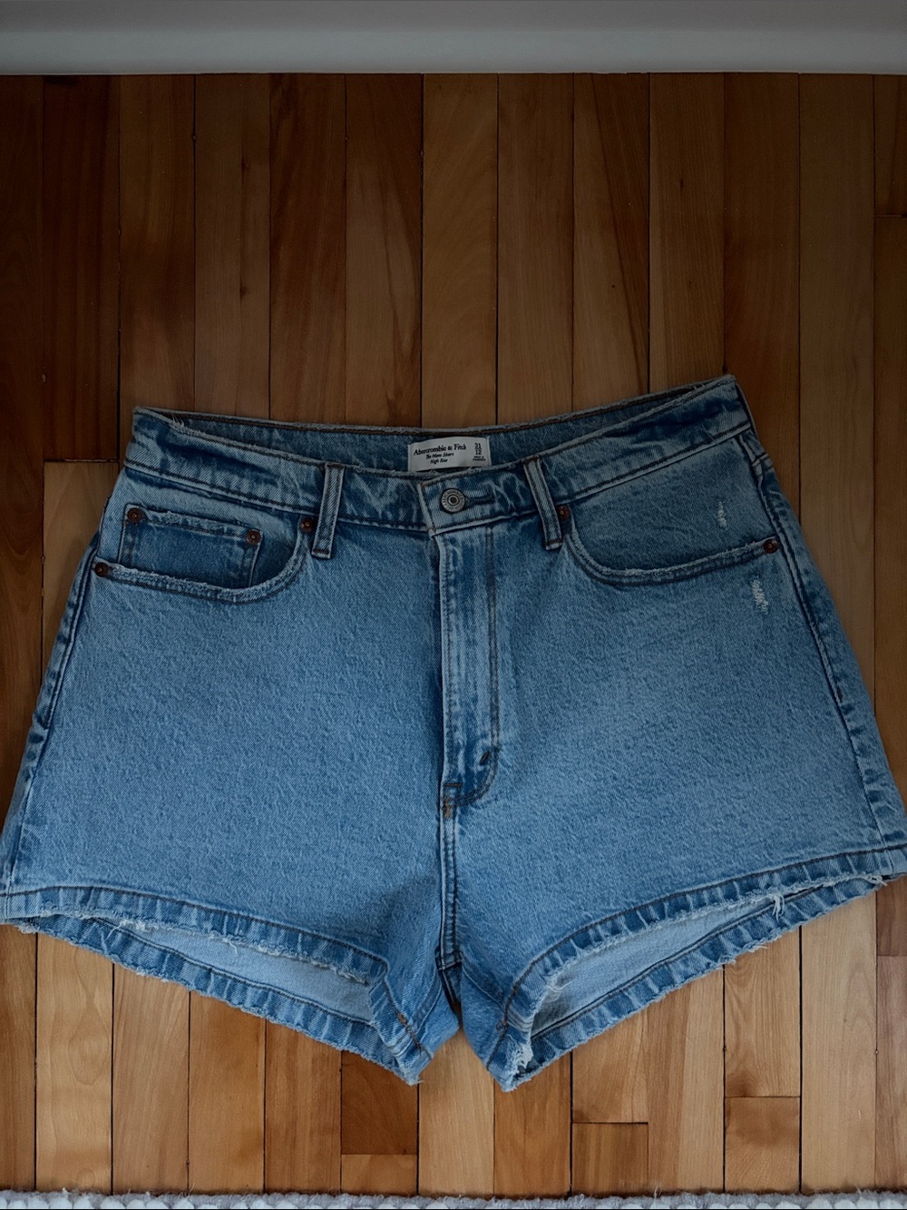 Abercrombie & Fitch Light Blue High-Rise Denim Shorts